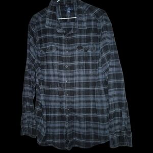 George Men's Black and Gray Plaid Button-Down Shirt